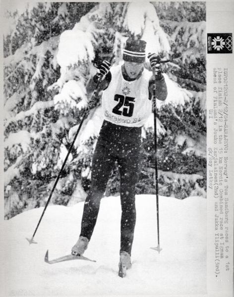 Sport invernali - Sci di fondo - Combinata nordica maschile - Monte Igman-Sarajevo (Bosnia-Erzegovina) - Giochi della XIV Olimpiade invernale 1984 - Gara 15 km - Tom Sandberg in azione