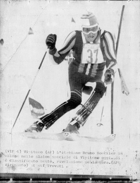 Sport invernali - Sci alpino - Slalom speciale maschile - Vipiteno - Coppa del mondo di sci alpino 1976 - Bruno Noeckler in azione