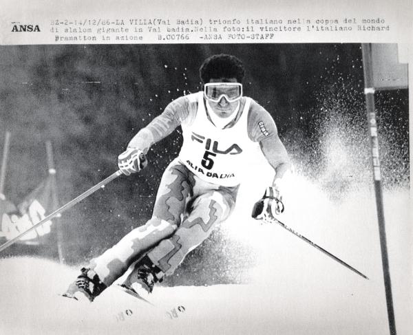 Sport invernali - Sci alpino - Slalom gigante maschile - La Villa  - Coppa del mondo di sci alpino 1987 - Richard Pramotton in azione