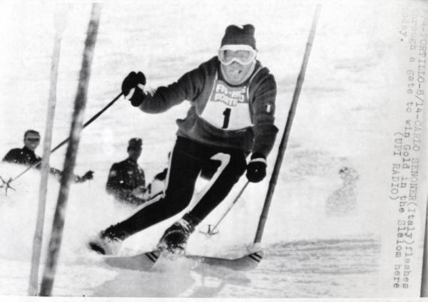 Sport invernali - Sci alpino - Slalom speciale maschile - Portillo (Cile) - Campionati mondiali di sci alpino 1966 - Carlo Senoner in azione