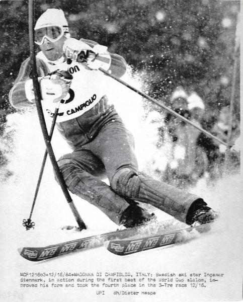 Sport invernali - Sci alpino - Slalom speciale maschile - Madonna di Campiglio - Coppa del mondo di sci alpino 1985 - Ingemar Stenmark in azione