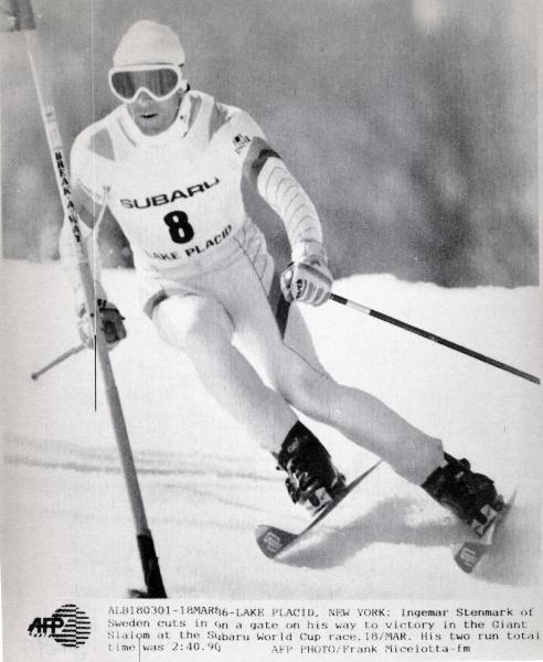 Sport invernali - Sci alpino - Slalom gigante maschile - Lake Placid (Stati Uniti d'America) - Coppa del mondo di sci 1986 - Ingemar Stenmark  in azione