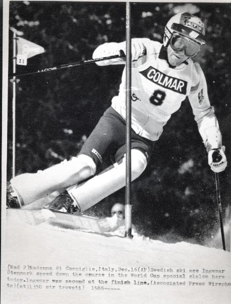 Sport invernali - Sci alpino - Slalom speciale maschile - Madonna di Campiglio - Coppa del mondo di sci alpino 1987 - Ingemar Stenmark  in azione