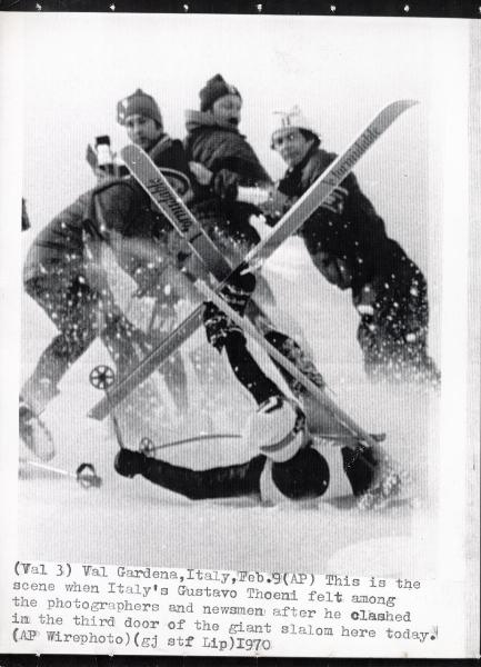 Sport invernali - Sci alpino - Slalom gigante maschile - Ortisei - Campionati mondiali di sci alpino 1970 - Gustavo Thoeni cade durante la gara
