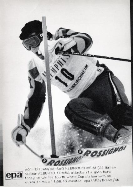 Sport invernali - Sci alpino - Slalom  speciale maschile - Bad Kleinkirchheim (Austria) - Coppa del mondo di sci alpino 1988 - Alberto Tomba in azione