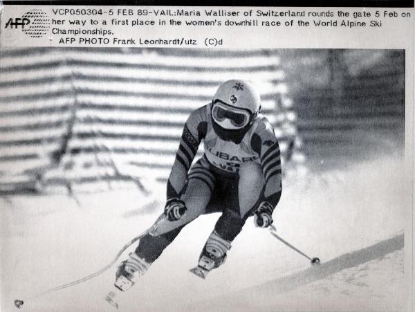 Sport invernali - Sci alpino - Discesa libera femminile - Vail (Colorado) - Campionati mondiali di sci alpino 1989 - Maria Walliser in azione