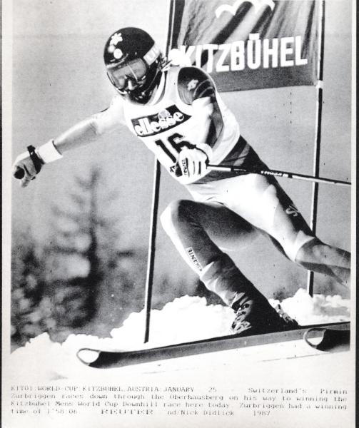 Sport invernali - Sci alpino - Discesa libera maschile - Kitzbuehel (Austria) - Coppa del mondo di sci alpino 1987  - Pirmin Zurbriggen in azione