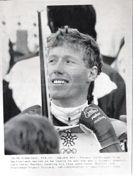 Sport invernali - Sci alpino - Discesa libera maschile - Monte Allan-Nakiska (Canada) - Giochi della XV Olimpiade invernale 1988 - Il vincitore Pirmin Zurbriggen - Ritratto