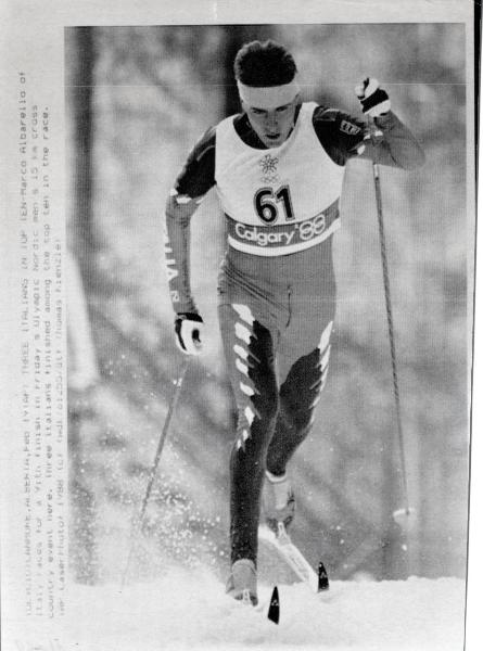 Sport invernali - Sci di fondo maschile - Canmore Nordic Centre Provincial Park-Calgary (Canada) - Giochi della XV Olimpiade invernale 1988 - Gara 15 km - Marco Albarello in azione