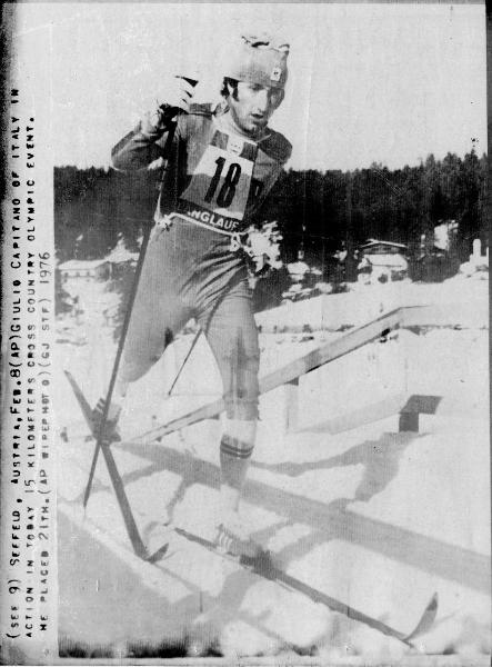 Sport invernali - Sci di fondo maschile - Seefeld-Innsbruck (Austria) - Giochi della XII Olimpiade invernale 1976 - Gara 15 km - Giulio Capitanio in azione