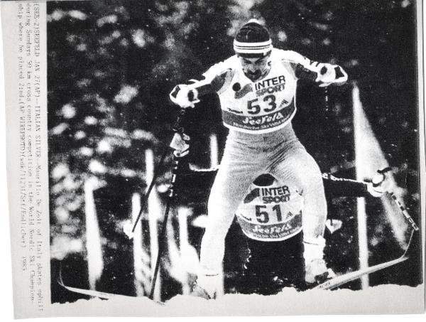 Sport invernali - Sci di fondo maschile - Seefeld (Austria) - Campionati mondiali di sci nordico 1985 - Gara 50 km - Maurilio De Zolt in azione