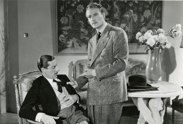 Scena del film "Fuochi d'artificio" - Righelli, Gennaro, 1938 - Amedeo Nazzari, Conte Gerardo e Giuseppe Porelli, Scaramanzia.