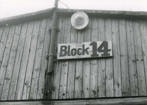 Polonia, Lublino - Campo di concentramento di Lublino-Majdanek - Nazismo - Baracca, particolare - Numero del blocco (14) - Lampada
