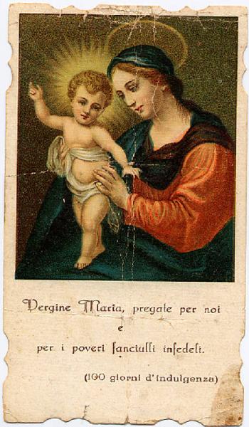 Vergine Maria con Gesù Bambino Preghiera.
