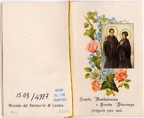 S. Bartolomea e S. Vincenza Ricordo del Santuario di Lovere.