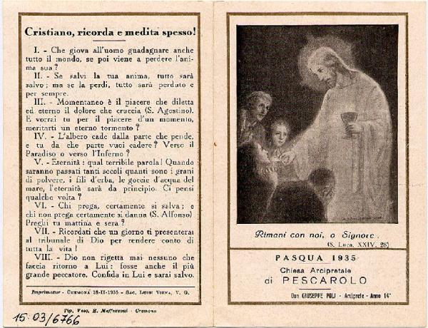 Pieghevole-Gesù Eucaristico-Pasqua 1935-Pescarolo.