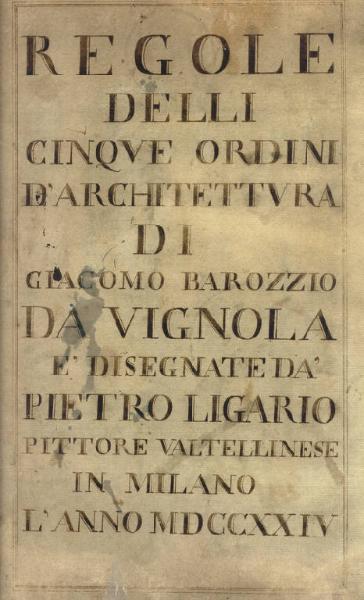 Frontespizio del trattato di architettura di Giacomo Barozzi da Vignola