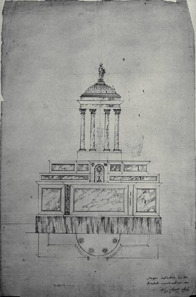 Pianta e prospetto dell'altare maggiore della chiesa dei SS. Pietro e Paolo ai Tre Ronchetti a Milano