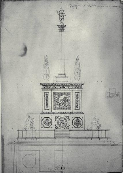Pianta e prospetto del monumento commemorativo in onore di Francesco I