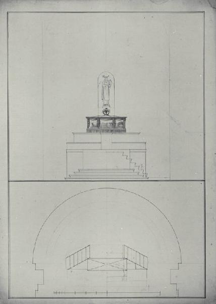 Pianta e prospetto dell'altare di S. Prospero nella chiesa di S. Pietro Martire a Monza