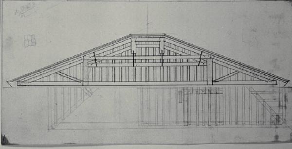 Particolare del sistema di copertura del tetto di una villa a due piani