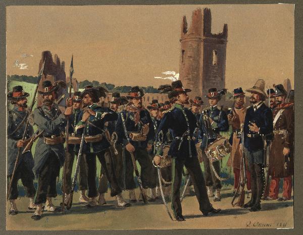 Titolo proprio: Volontari alla difesa di Roma: 1.Legione Romana (tiragliatori), 2. Zappato
re, 3.Bande dell'Arcioni, ed altri