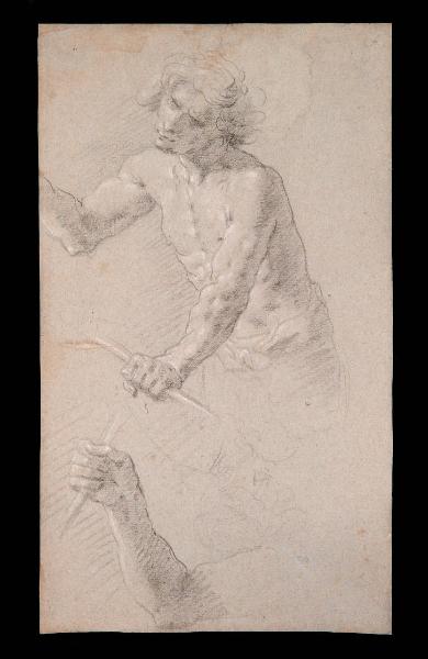 Studio di figura maschile con bastone in mano