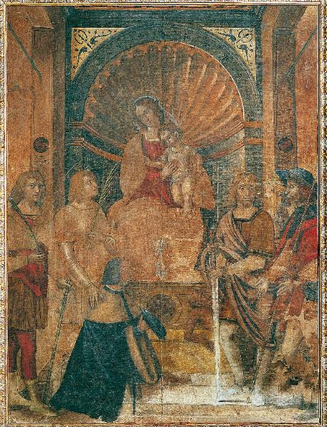 Madonna con Bambino in trono tra San Sebastiano, San Pancrazio, San Martino, San Rocco e donatore
