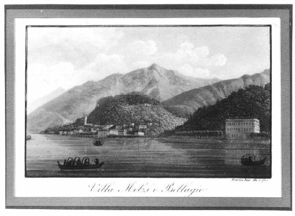 Veduta del Lago di Como, villa Melzi e Bellagio.