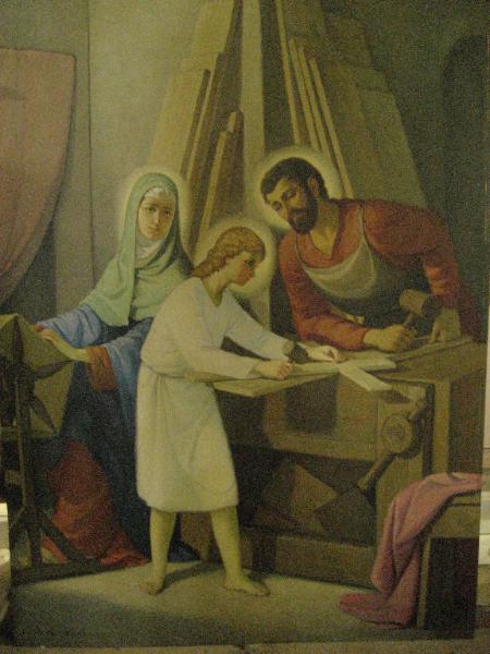 Gesù fanciullo nella bottega di San Giuseppe con la Madonna
