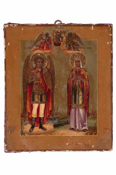Arcangelo Michele e santa Caterina con l'icona della Madre di Dio di Kazan.