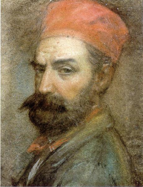 Autoritratto di Angelo Ligari con berretto rosso