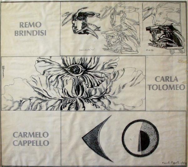 Bozzetti preliminari (Vincitore e Vinto di Brindisi R., L'occhio nell'occhio di Tolomeo C., Forme circolari nello spazio di Cappello C.)