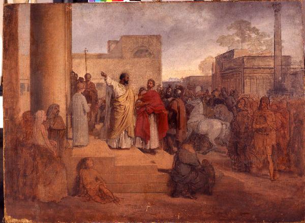 Sant'Ambrogio ricusa l'entrata nel Tempio all'imperatore Teodosio