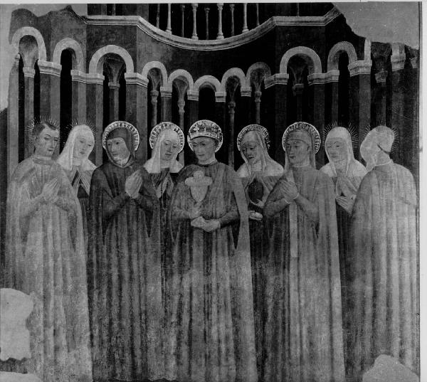 Il Corpus Domini adorato da San Luigi di Francia tra Santi e Beati in abito francescano