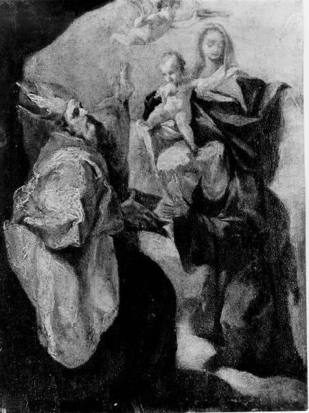Madonna col Bambino, un santo vescovo e una santa monaca