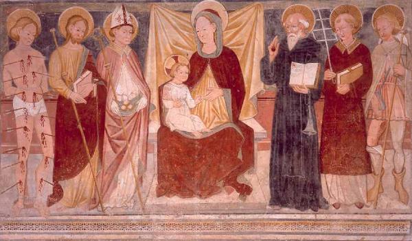 Madonna con Bambino in trono tra San Sebastiano, San Giacomo il Maggiore, San Nicola di Bari, Sant'Antonio Abate, San Lorenzo e San Rocco