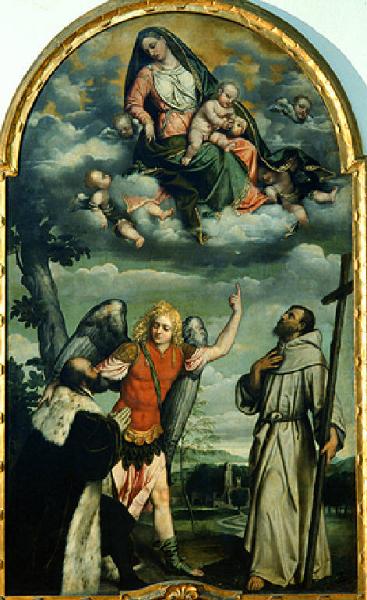 Madonna con Bambino in Gloria, San Francesco e San Michele Arcangelo che presenta un donatore