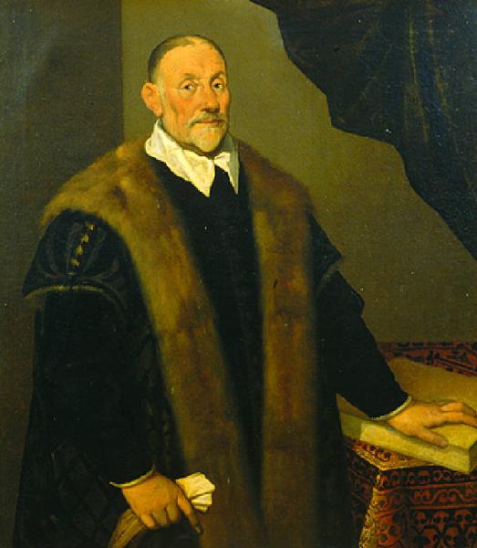 Ritratto di un gentiluomo della famiglia dei nobili Sala con pelliccia e guanti