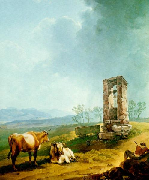 Paesaggio della campagna romana con buoi