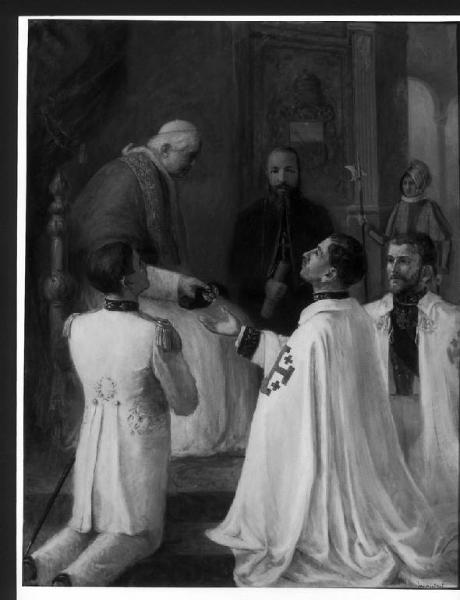 Pio X con la bolla Quam Multa il 3 maggio 1907 concede che sulla decorazione portata dai cavalieri del S. Sepolcro sia messo il trofeo militare