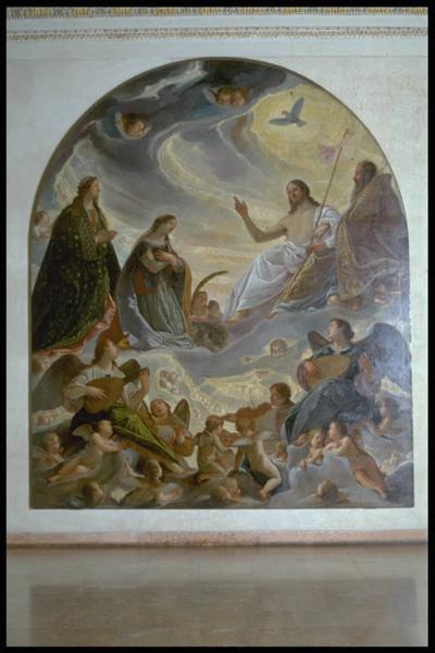 La gloria del Paradiso: la Santissima Trinità adorata da Sant'Orsola e Santa Margherita