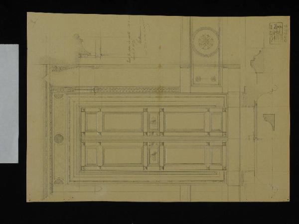 Disegno di alzato della porta della Sala del Rinascimento; 2° progetto del Palazzo della Quinta della Regaleira