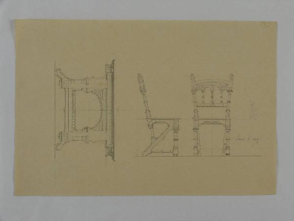 Studio di sedie per la Sala da pranzo del Palazzo della Quinta della Regaleira