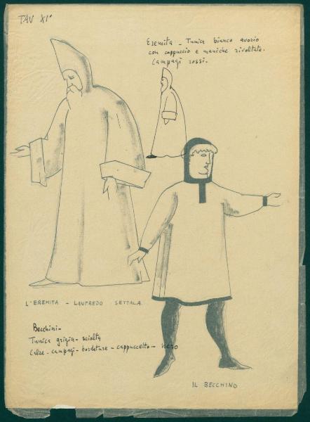 Figurini per costume di scena dello spettacolo "Il sacro mimo di Gerardo dei Tintori"