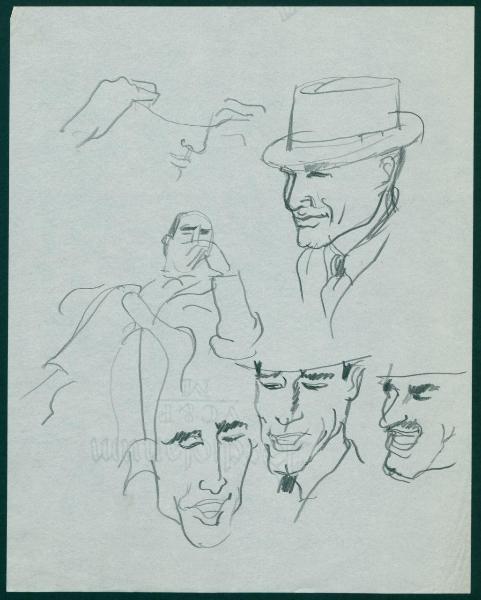 Primi studi di figure maschili per il periodico dei grandi magazzini la Rinascente "Uomo la Rinascente Moda maschile" dell'ottobre 1961