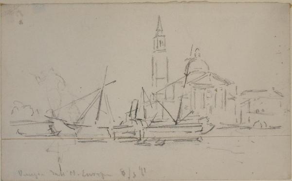 Schizzo di una veduta della Basilica di San Giorgio Maggiore a Venezia