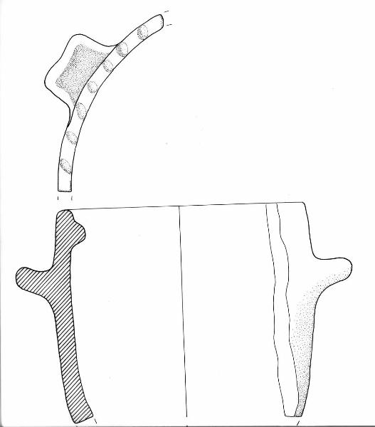 Vaso troncoconico con orlo a tacche e presa