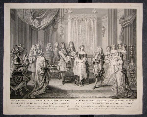 Louis XIIII mettant le cordon bleu à Monsieur de Bourgogne père de Louis XV roy de France regnant