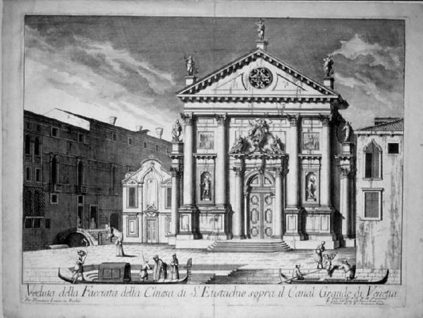 Veduta della facciata della chiesa di S. Eustachio sopra il Canal Grande di Venetia